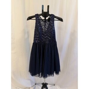 Trixie Sequin Navy Blue Dress Sleeveless Party Cocktail Mini Size 9